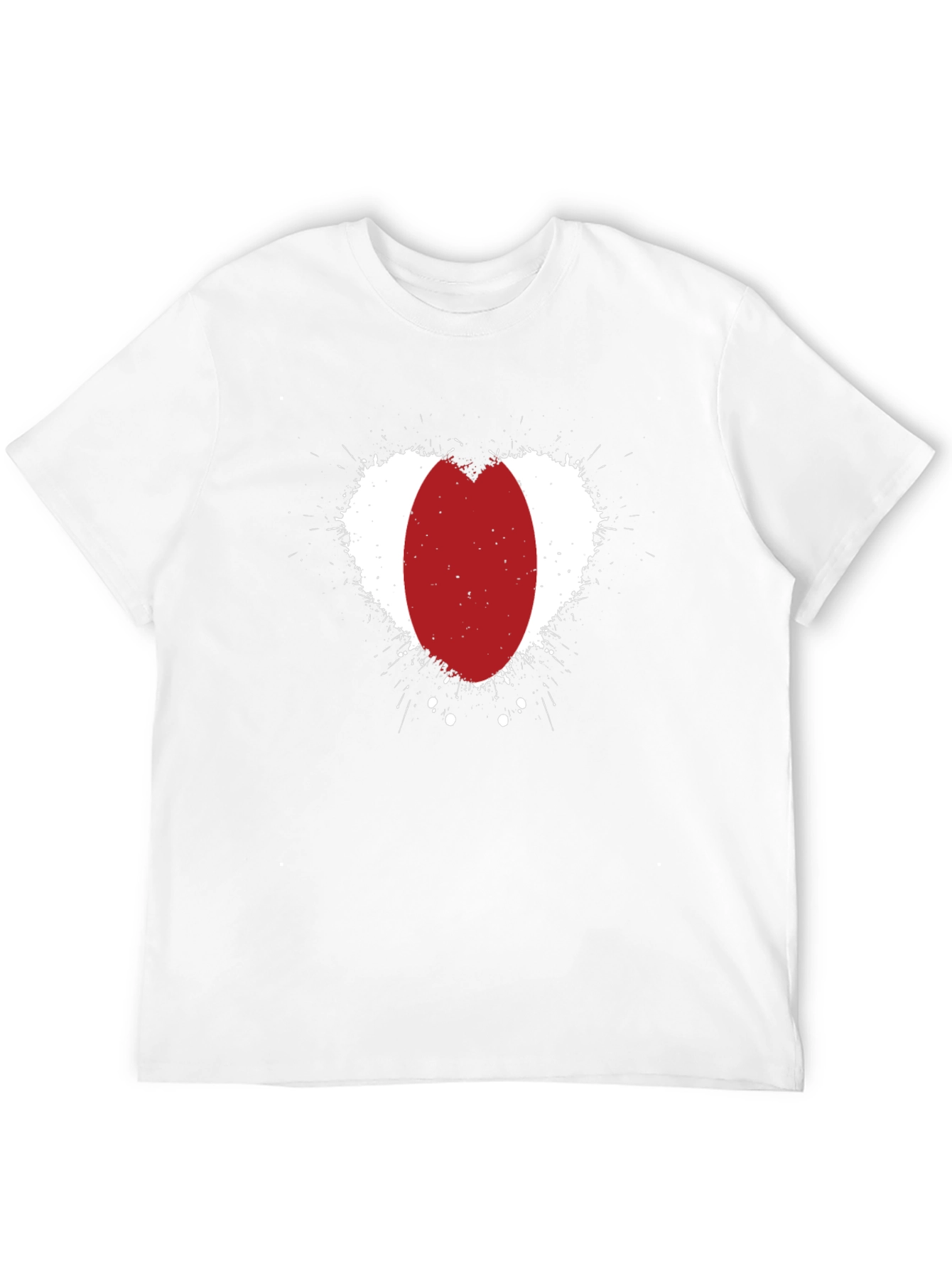 Abstract Red Oval Heart Print Black T-Shirt