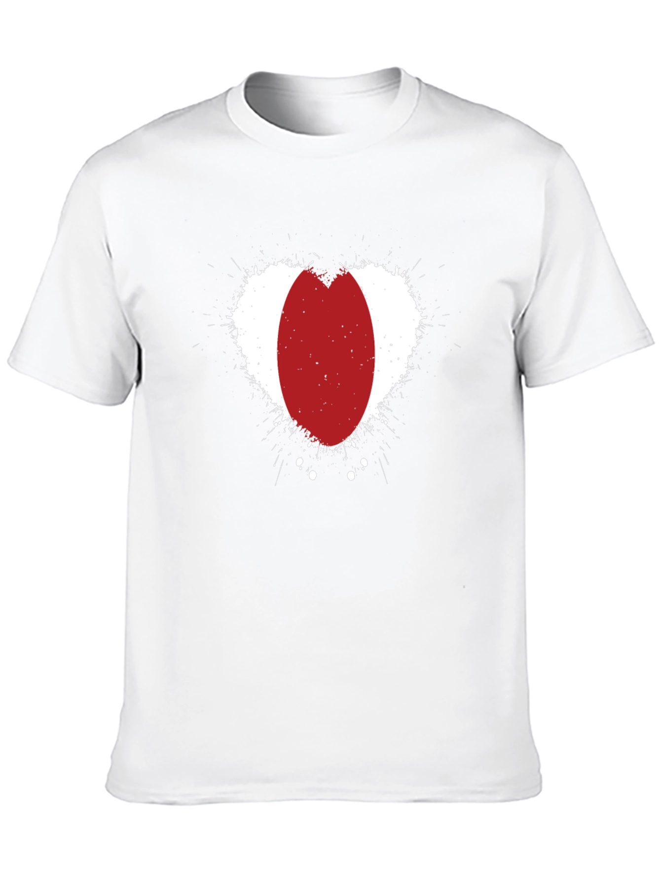 Abstract Red Oval Heart Print Black T-Shirt