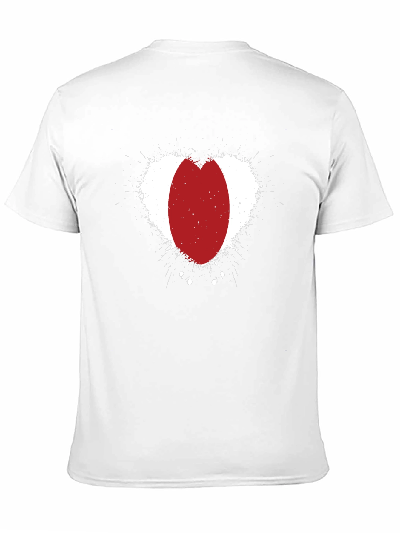 Abstract Red Oval Heart Print Black T-Shirt