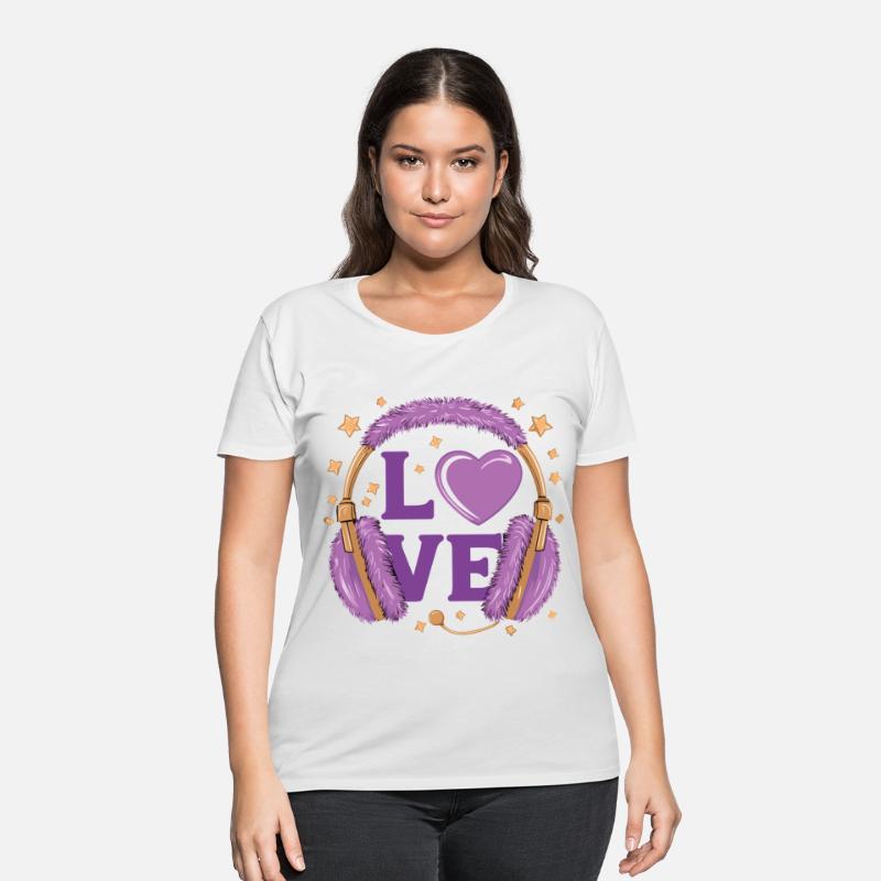 Purple Love Music Headphones with Stars and Heart