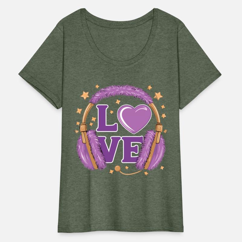 Purple Love Music Headphones with Stars and Heart