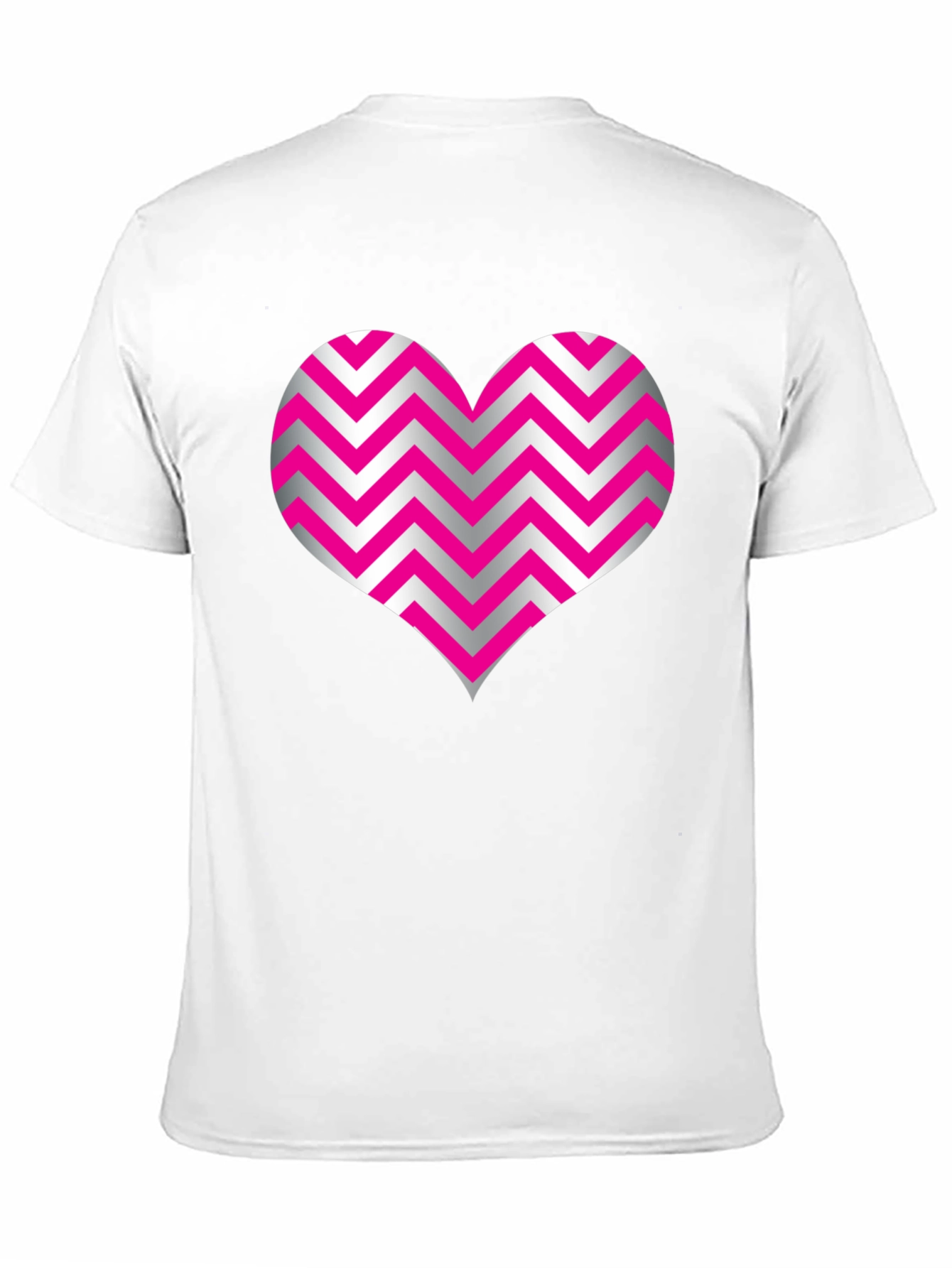 Heart Zig Zag Pattern Black T-Shirt