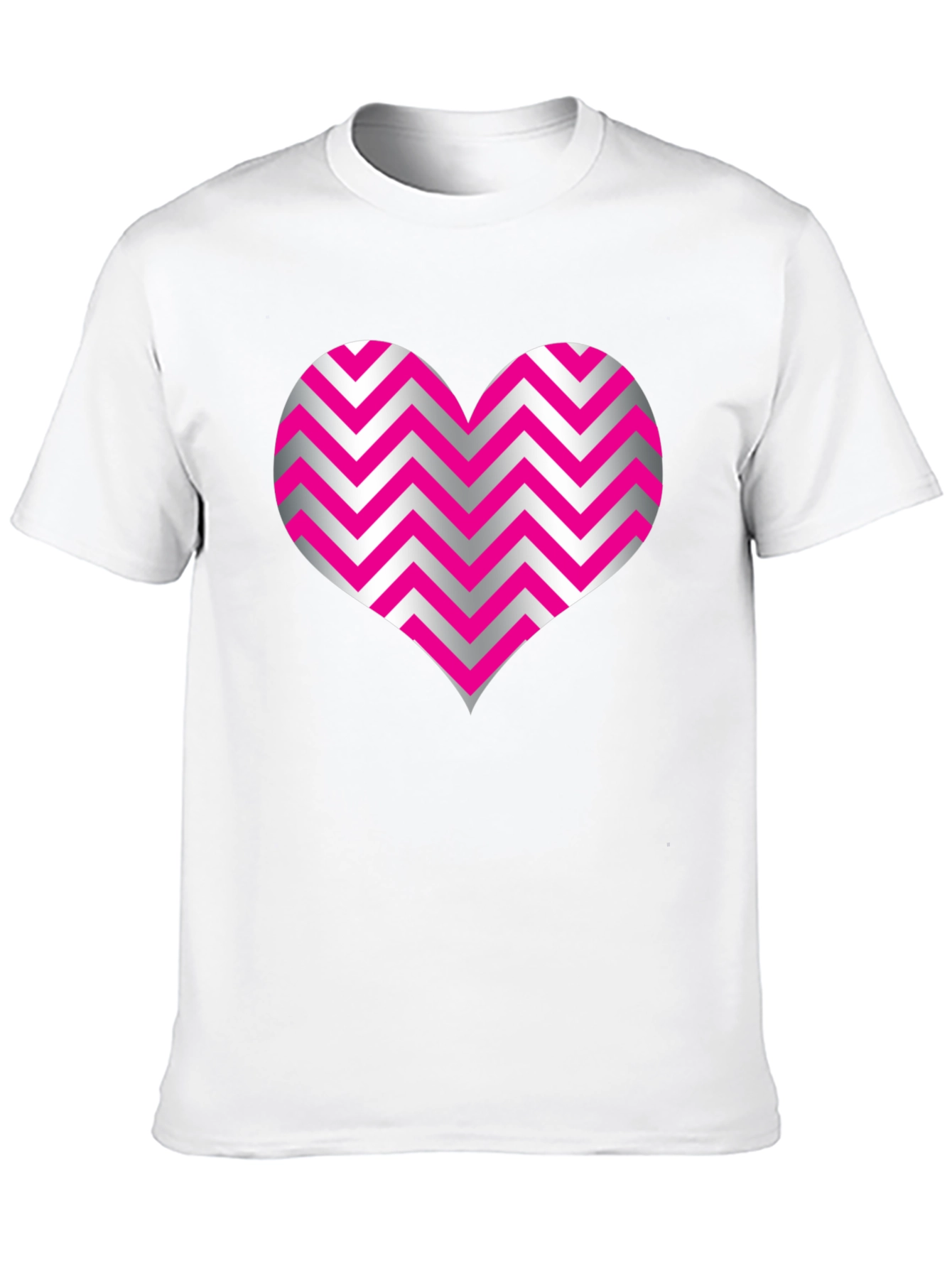 Heart Zig Zag Pattern Black T-Shirt