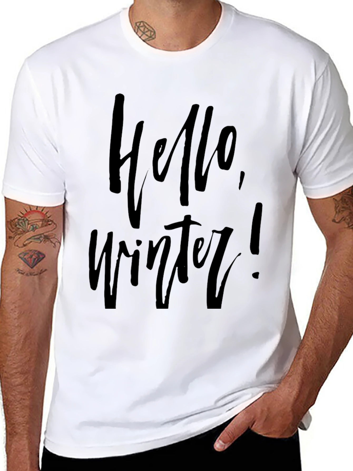 Hello Winter Graphic Black T-Shirt