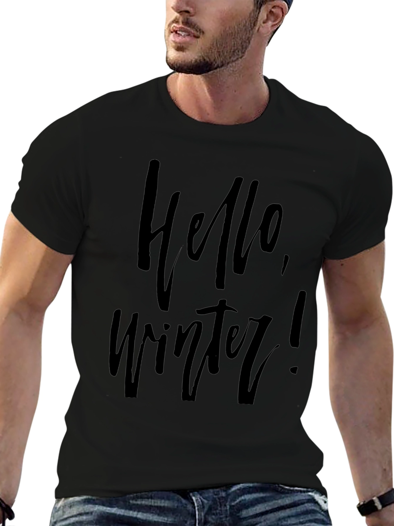 Hello Winter Graphic Black T-Shirt