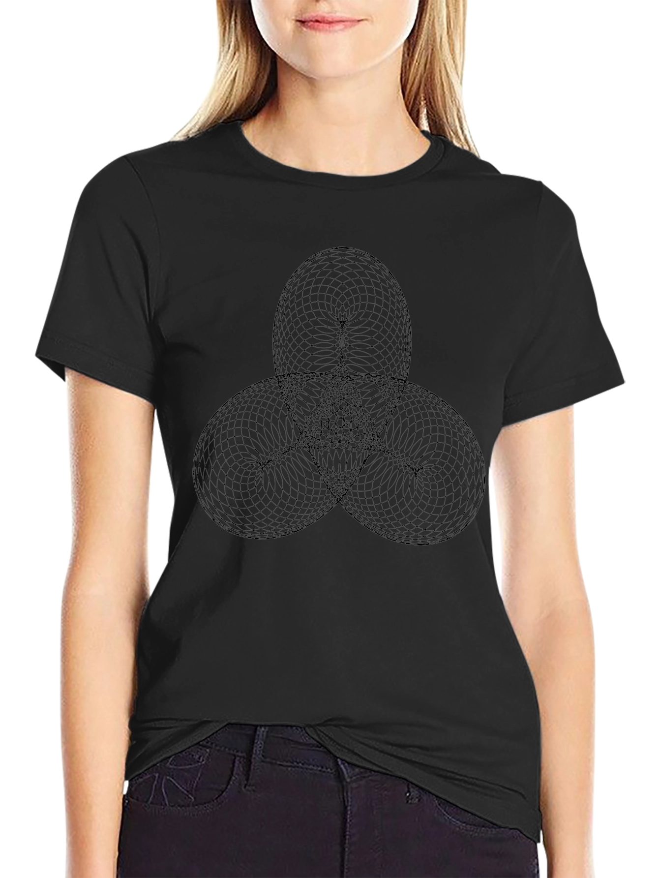 Abstract Graphic Tee - Modern Geometric Design Black Shirt