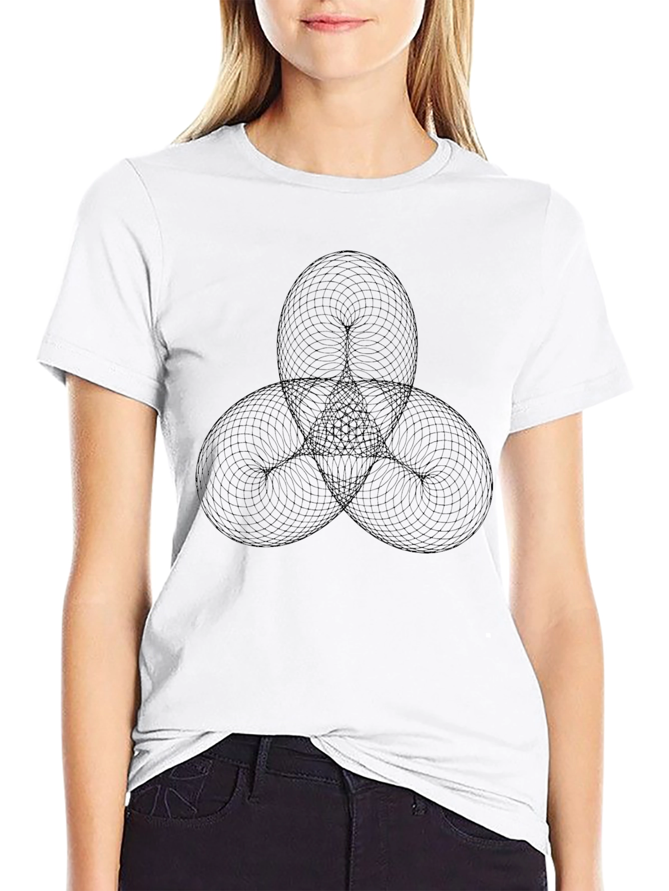 Abstract Graphic Tee - Modern Geometric Design Black Shirt
