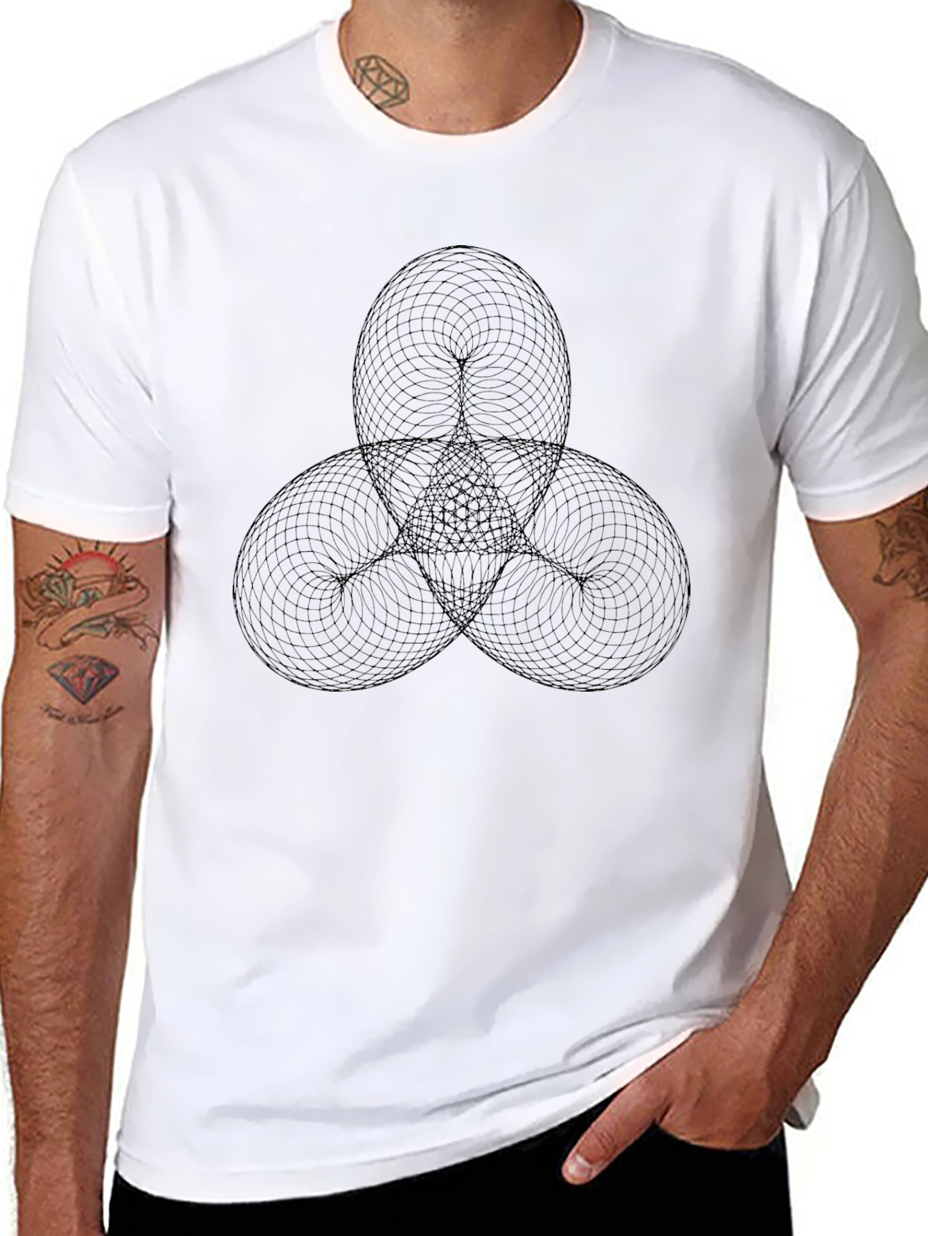 Abstract Graphic Tee - Modern Geometric Design Black Shirt