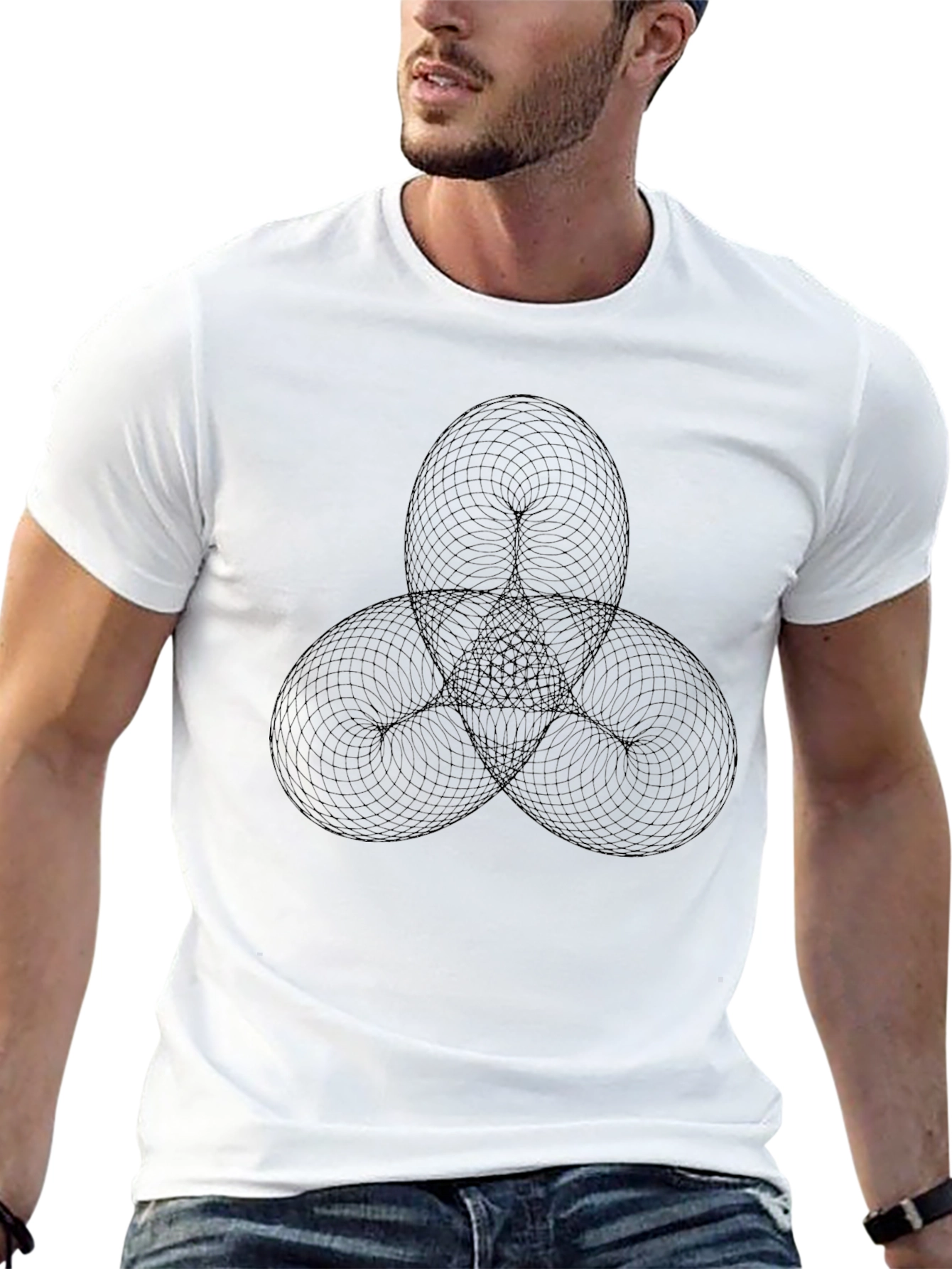 Abstract Graphic Tee - Modern Geometric Design Black Shirt
