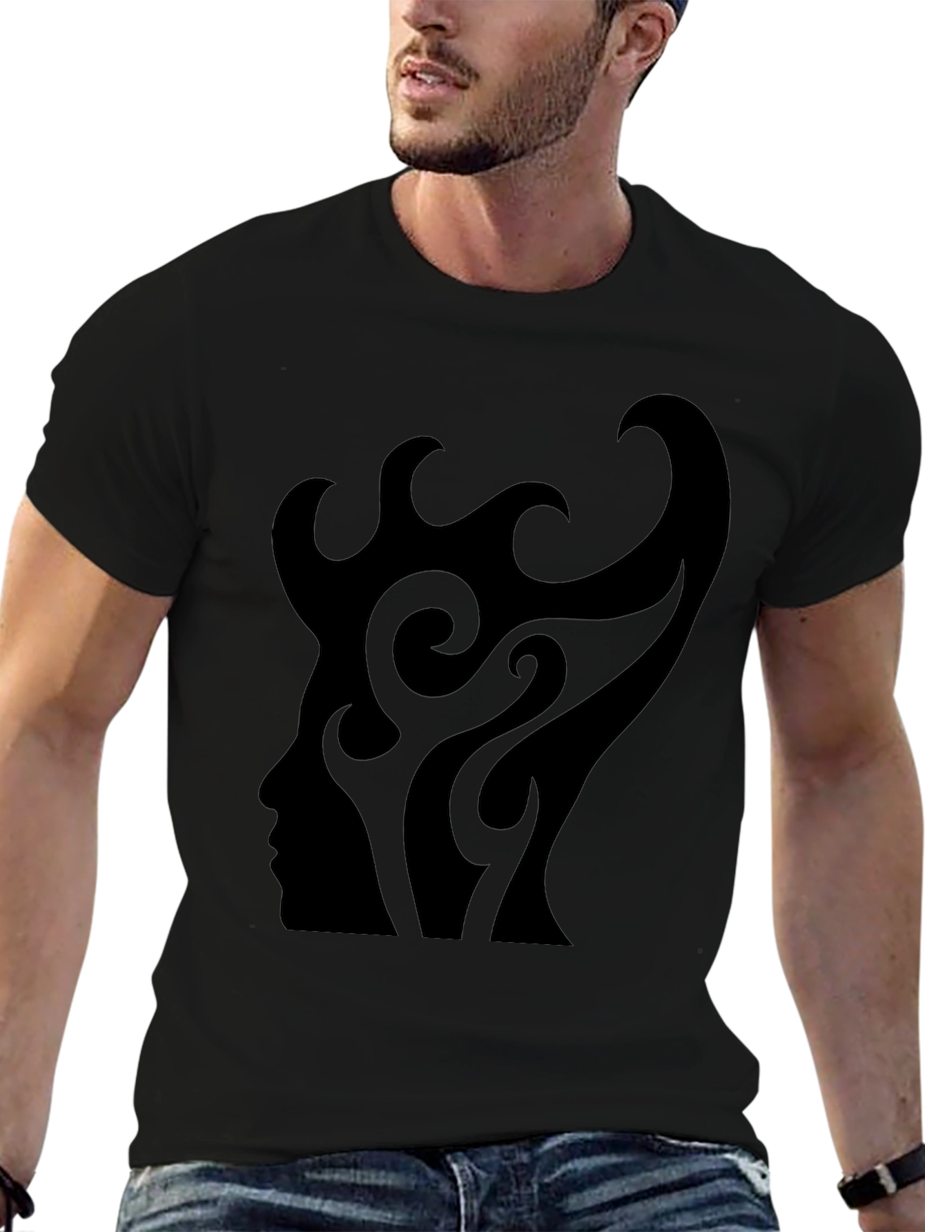 Abstract Silhouette Graphic Tee - Mens Black T-Shirt