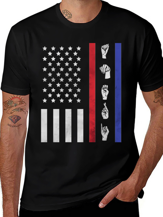 American Flag ASL Graphic T-Shirt