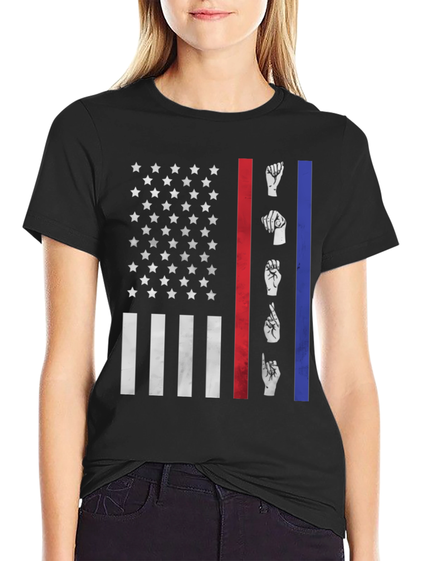 American Flag ASL Graphic T-Shirt
