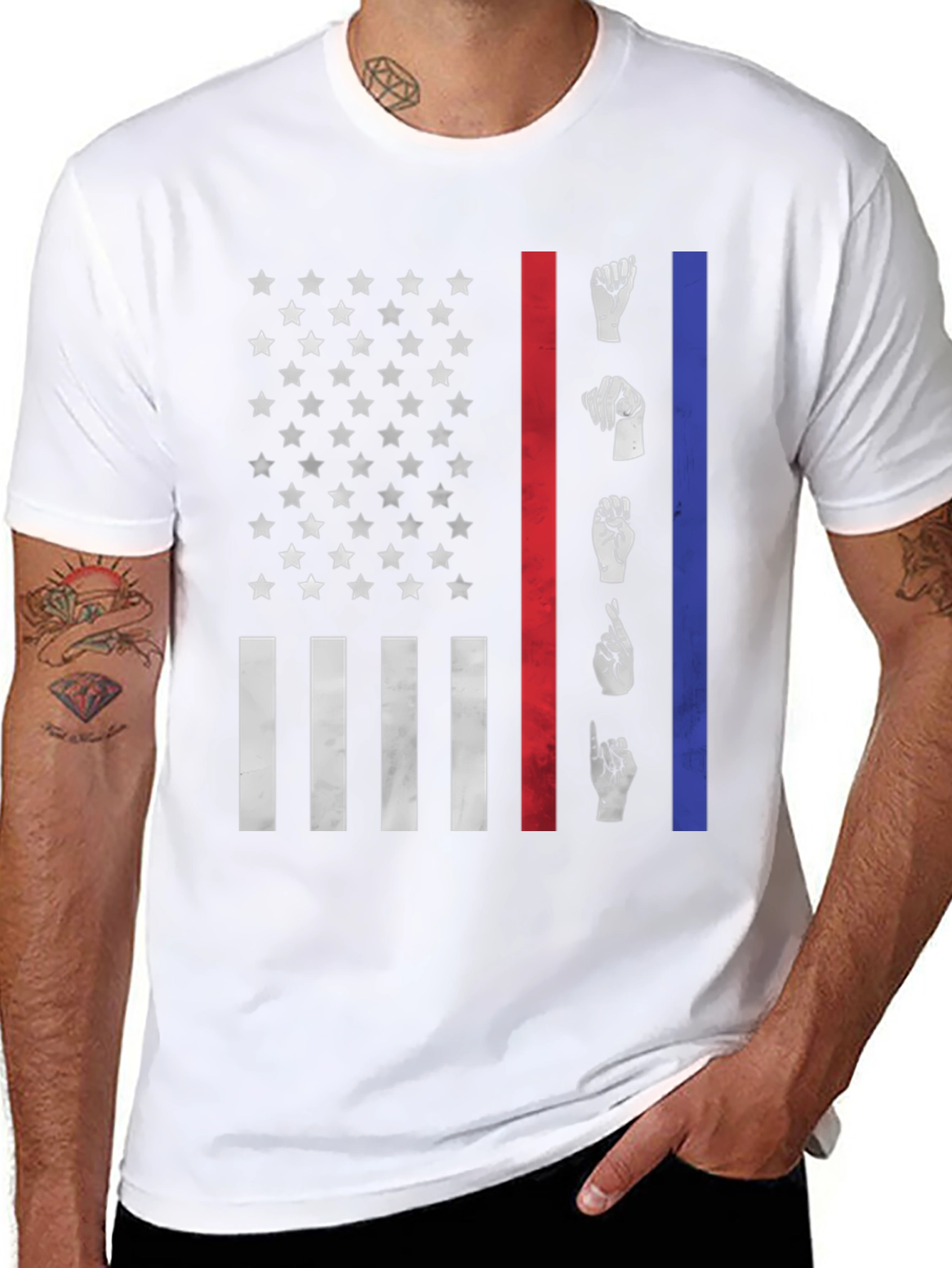 American Flag ASL Graphic T-Shirt