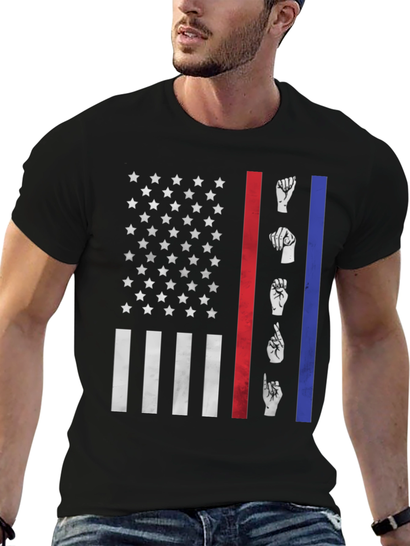 American Flag ASL Graphic T-Shirt
