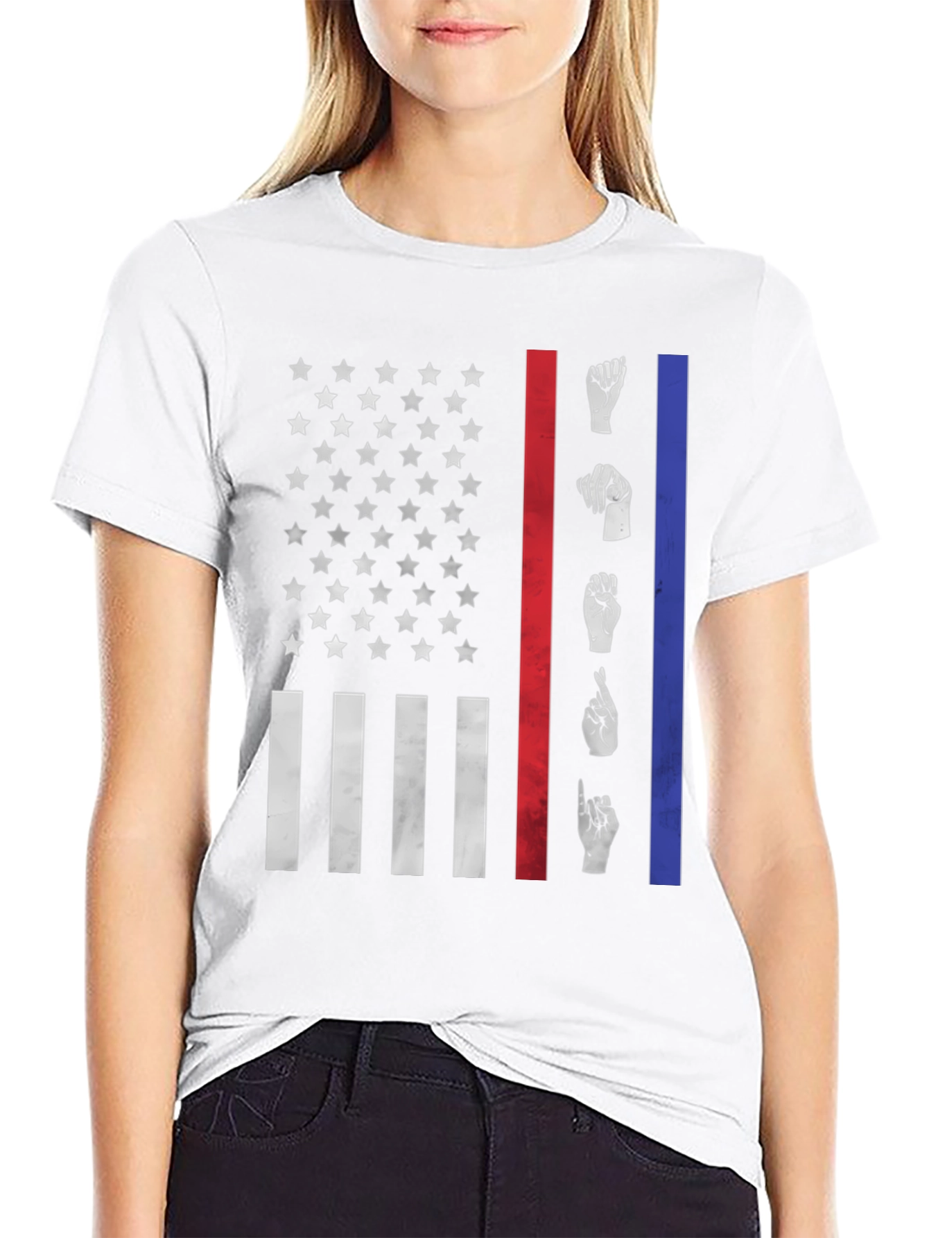 American Flag ASL Graphic T-Shirt