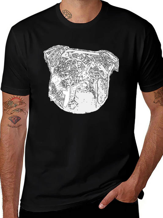 Abstract Bulldog Graphic Tee - Mens Black T-Shirt