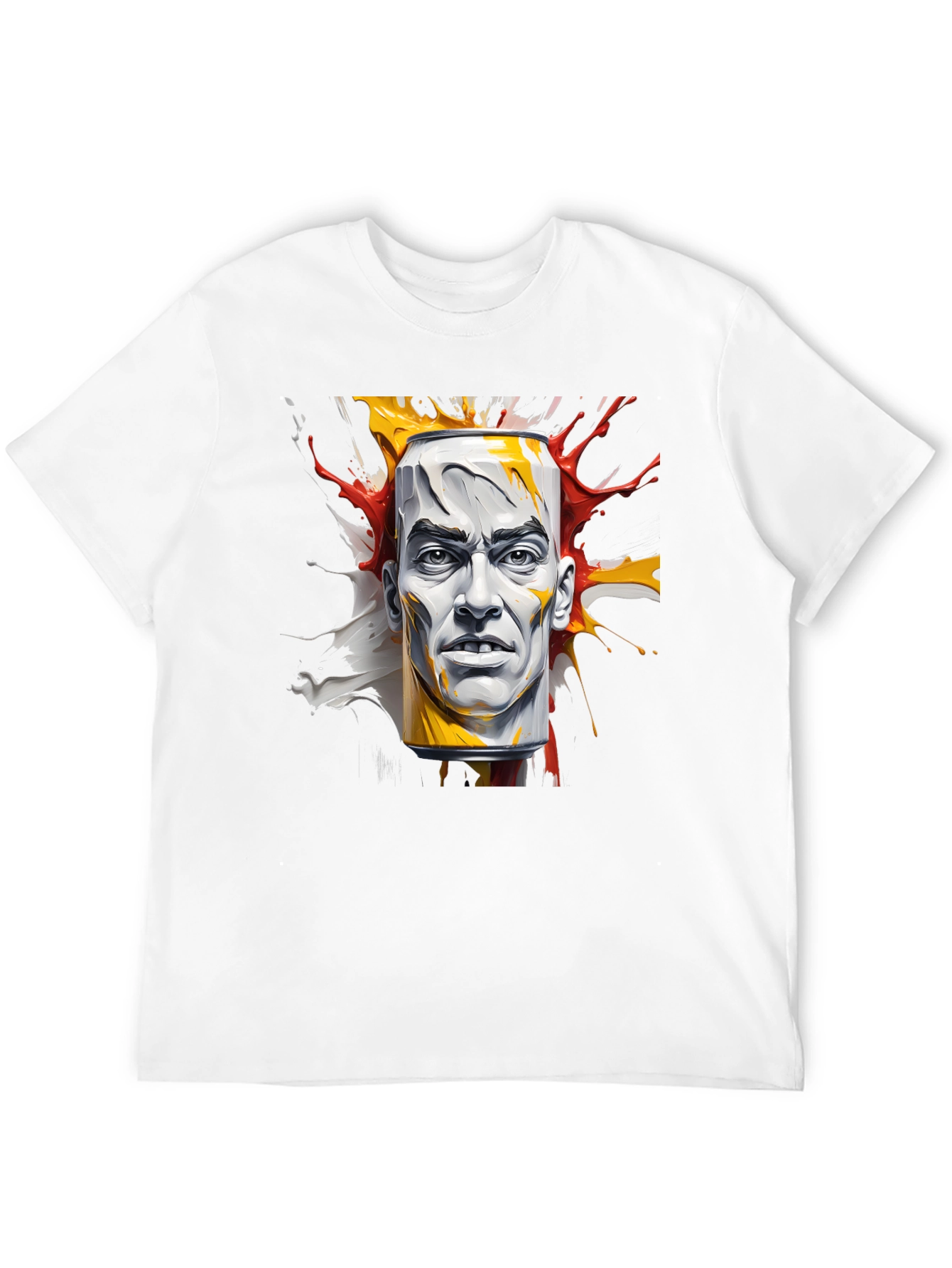 Abstract Face Can Print Black Tee