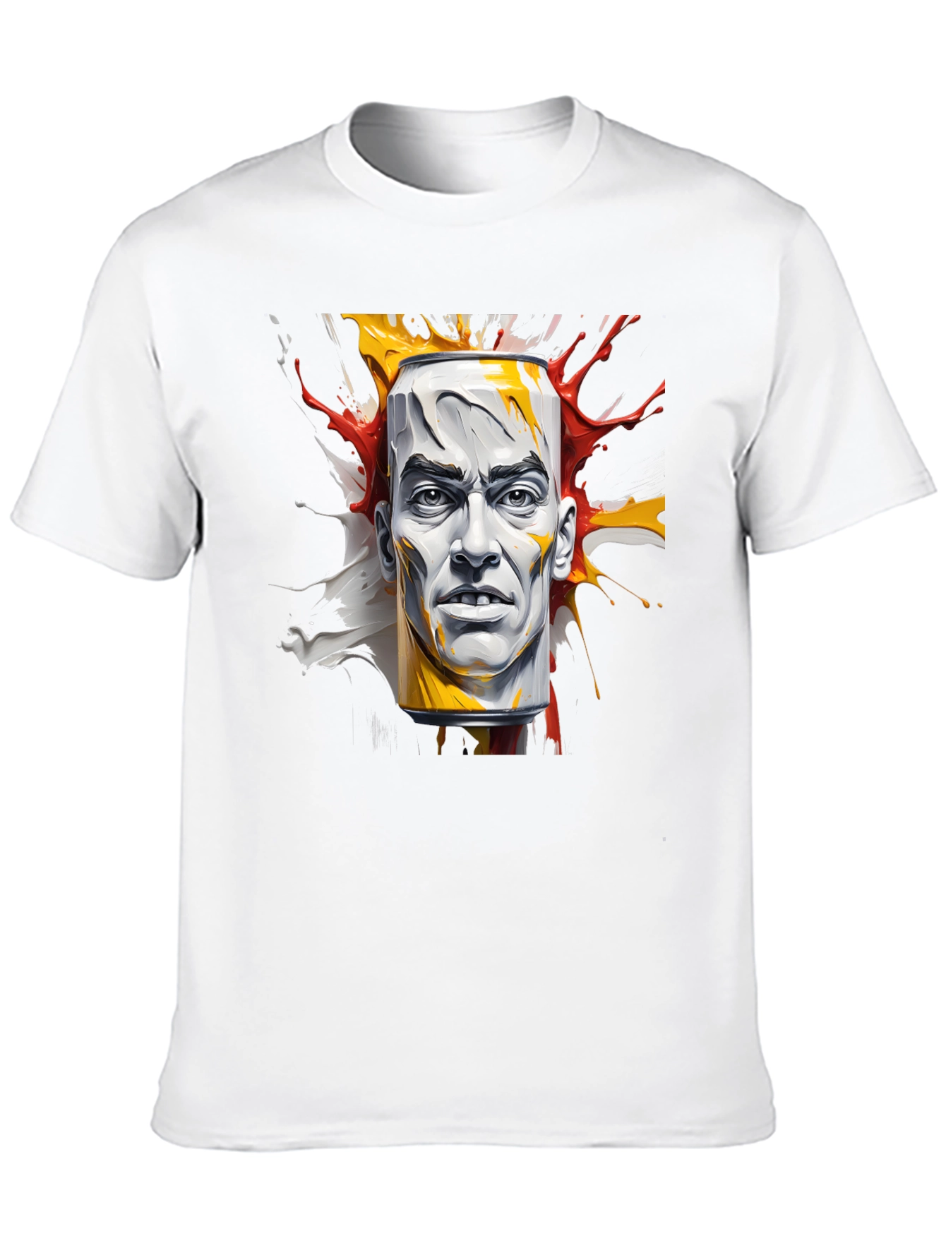 Abstract Face Can Print Black Tee