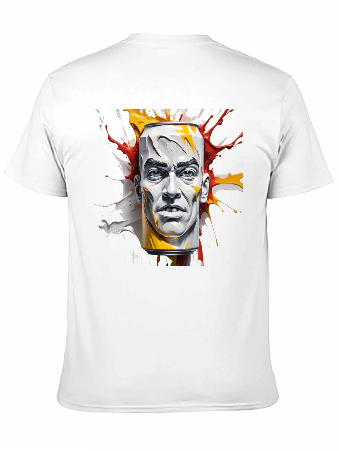 Abstract Face Can Print Black Tee