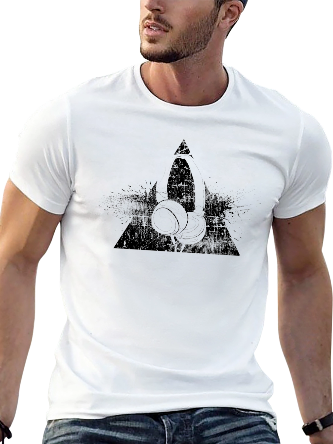 Headphone Triangle Graphic Tee - Black