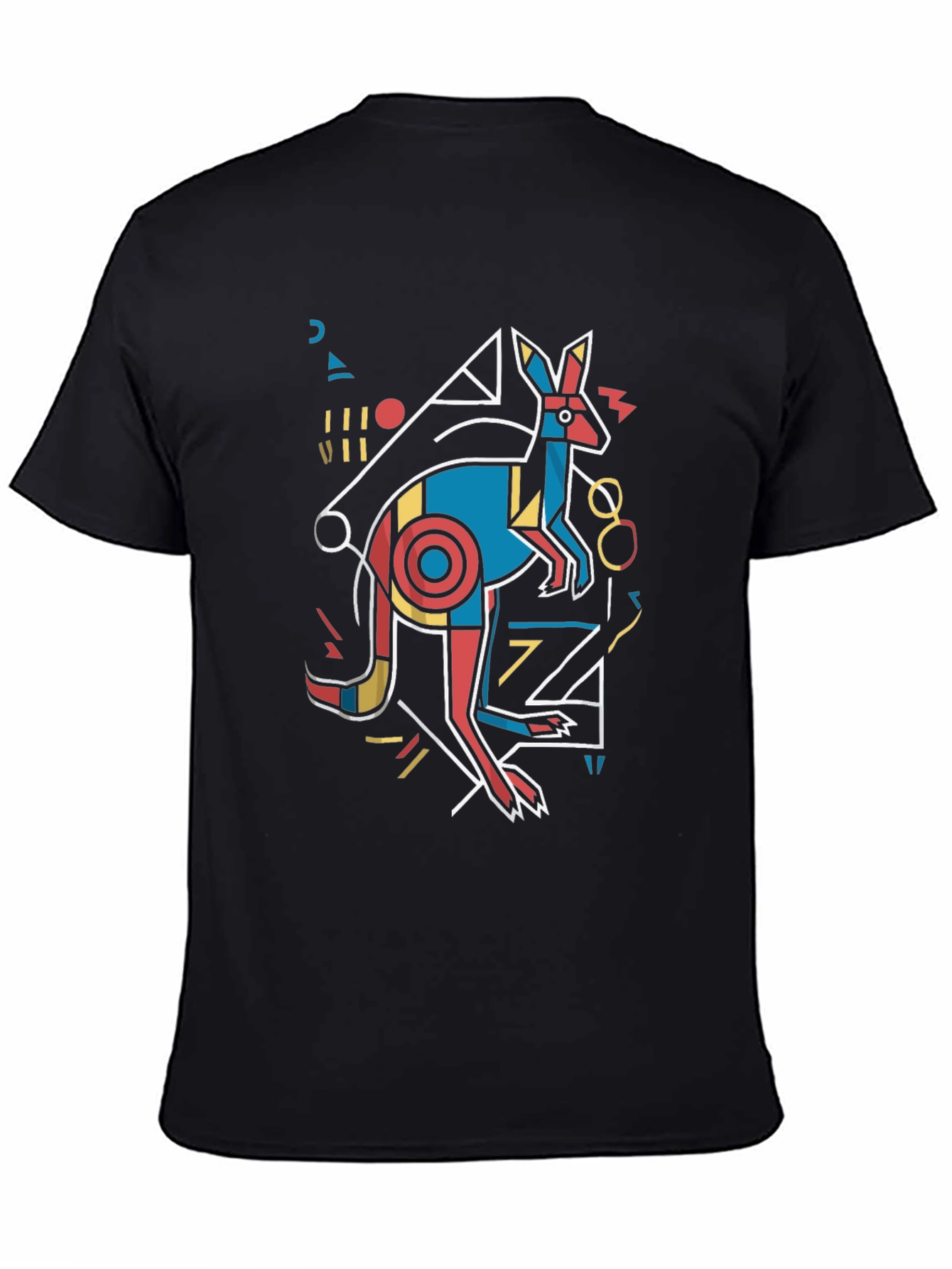 Abstract Kangaroo Graphic Tee - Black