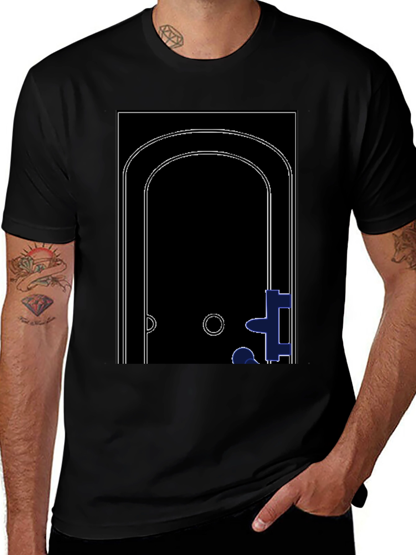 Abstract Doorway Graphic Tee - Modern Black T-Shirt