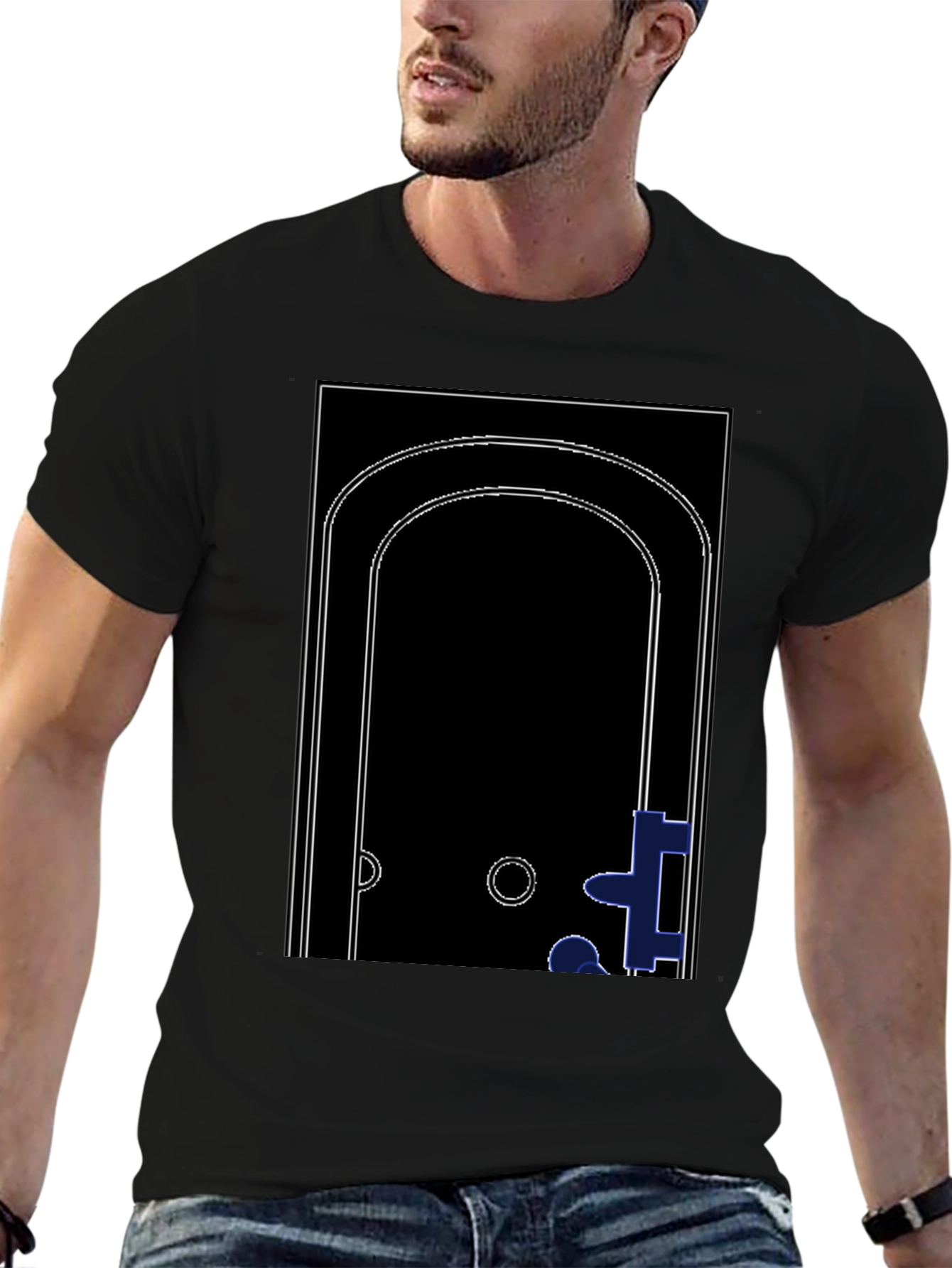 Abstract Doorway Graphic Tee - Modern Black T-Shirt