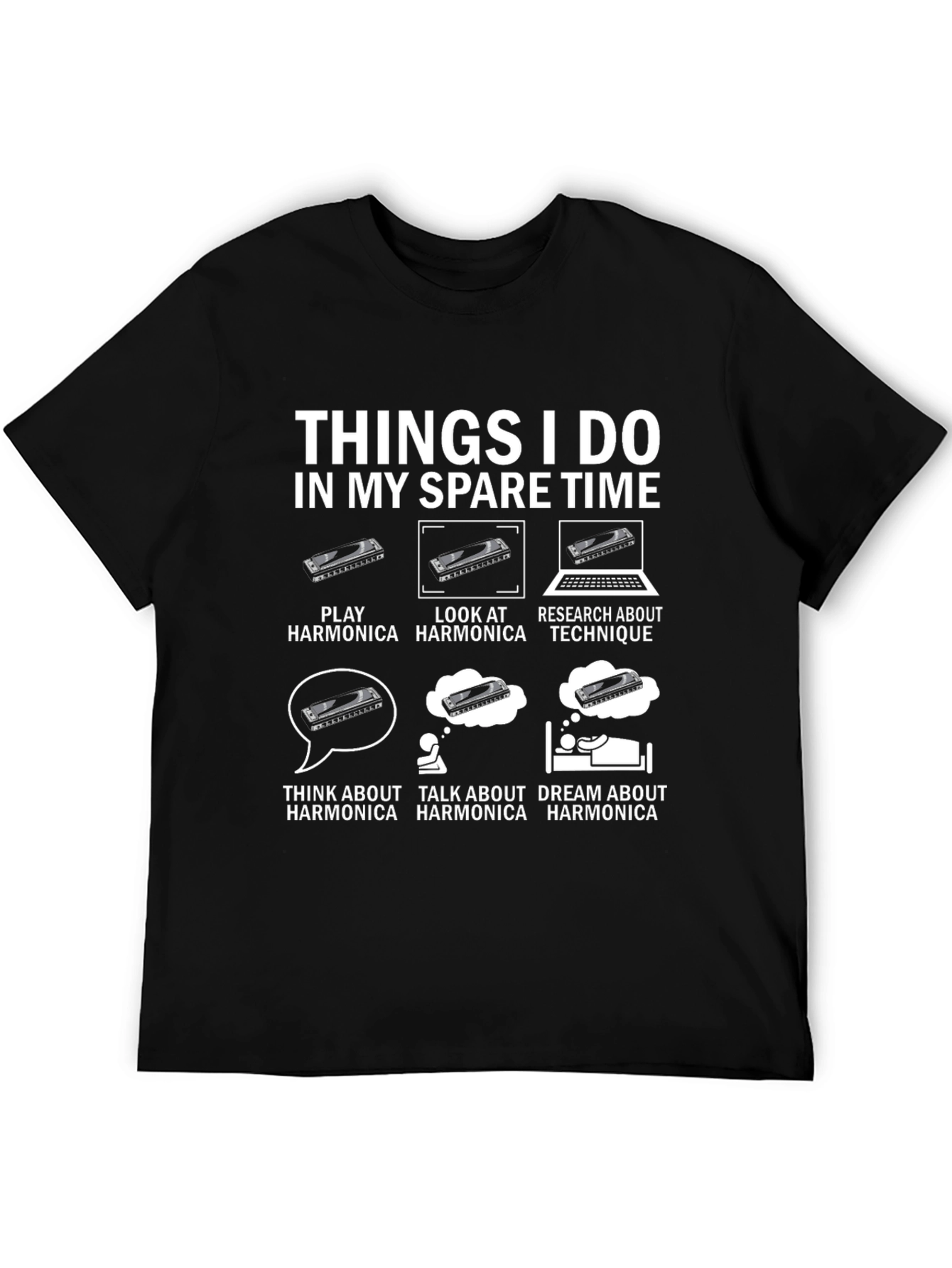 Harmonica Lover T-Shirt: Spare Time Harmonica Design