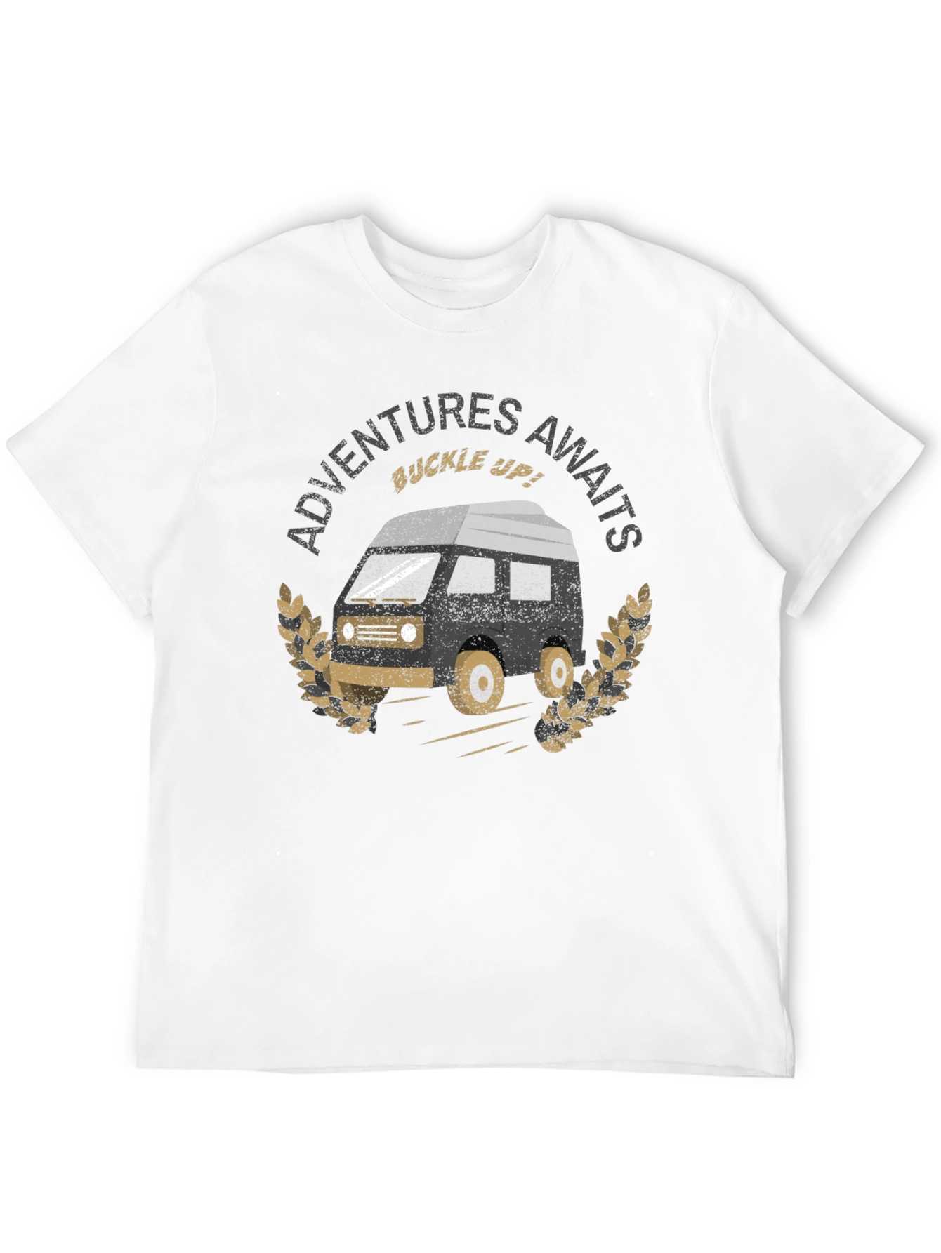 Adventures Await Graphic Tee - Black Cotton T-Shirt