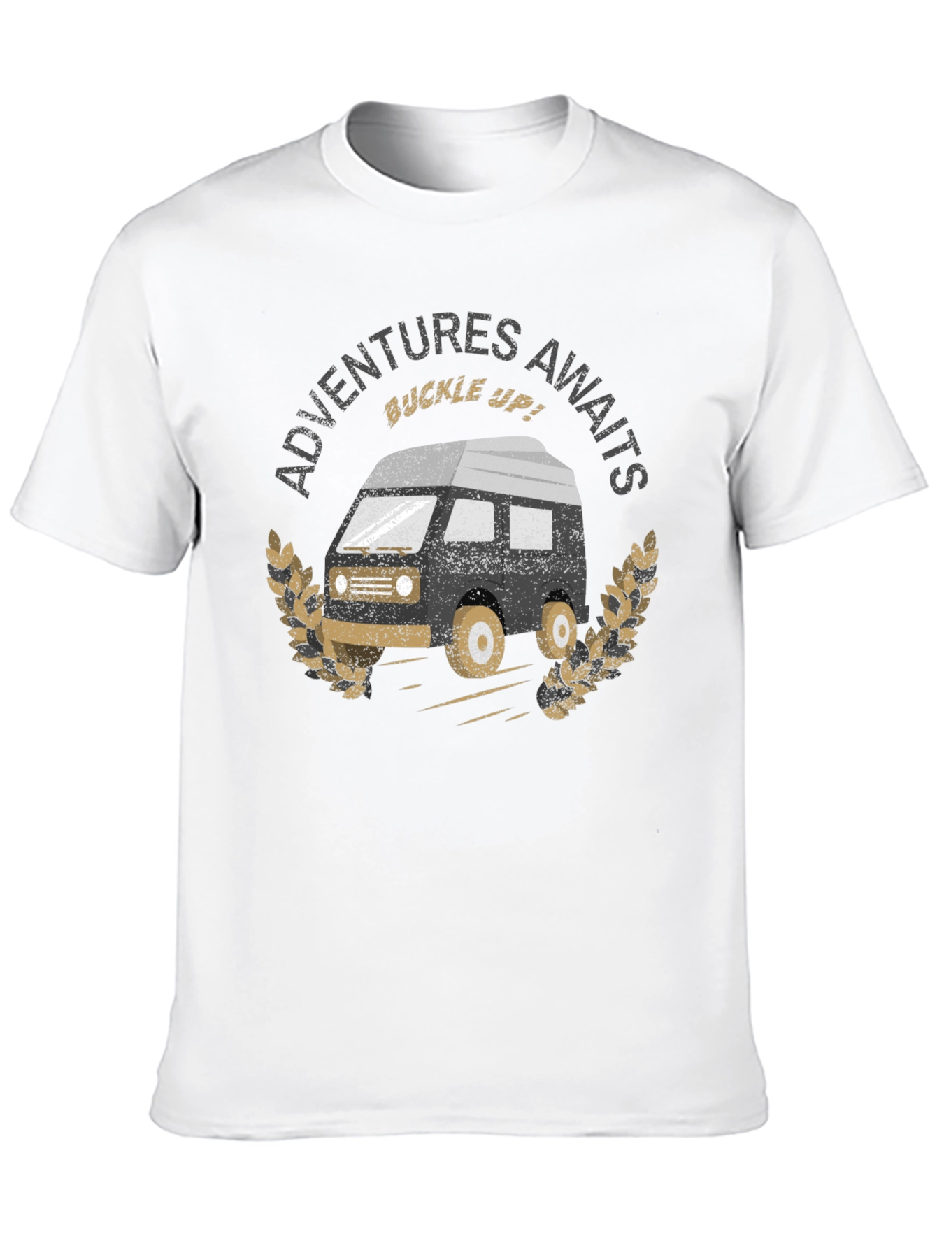 Adventures Await Graphic Tee - Black Cotton T-Shirt