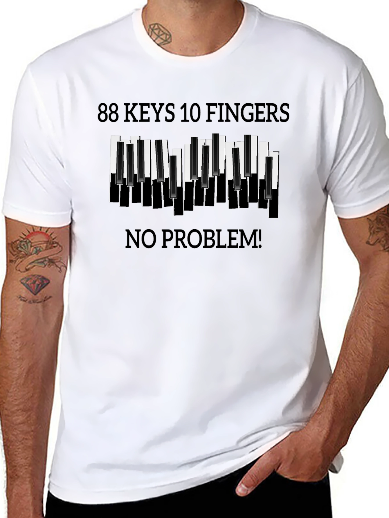 88 Keys 10 Fingers No Problem Black T-Shirt