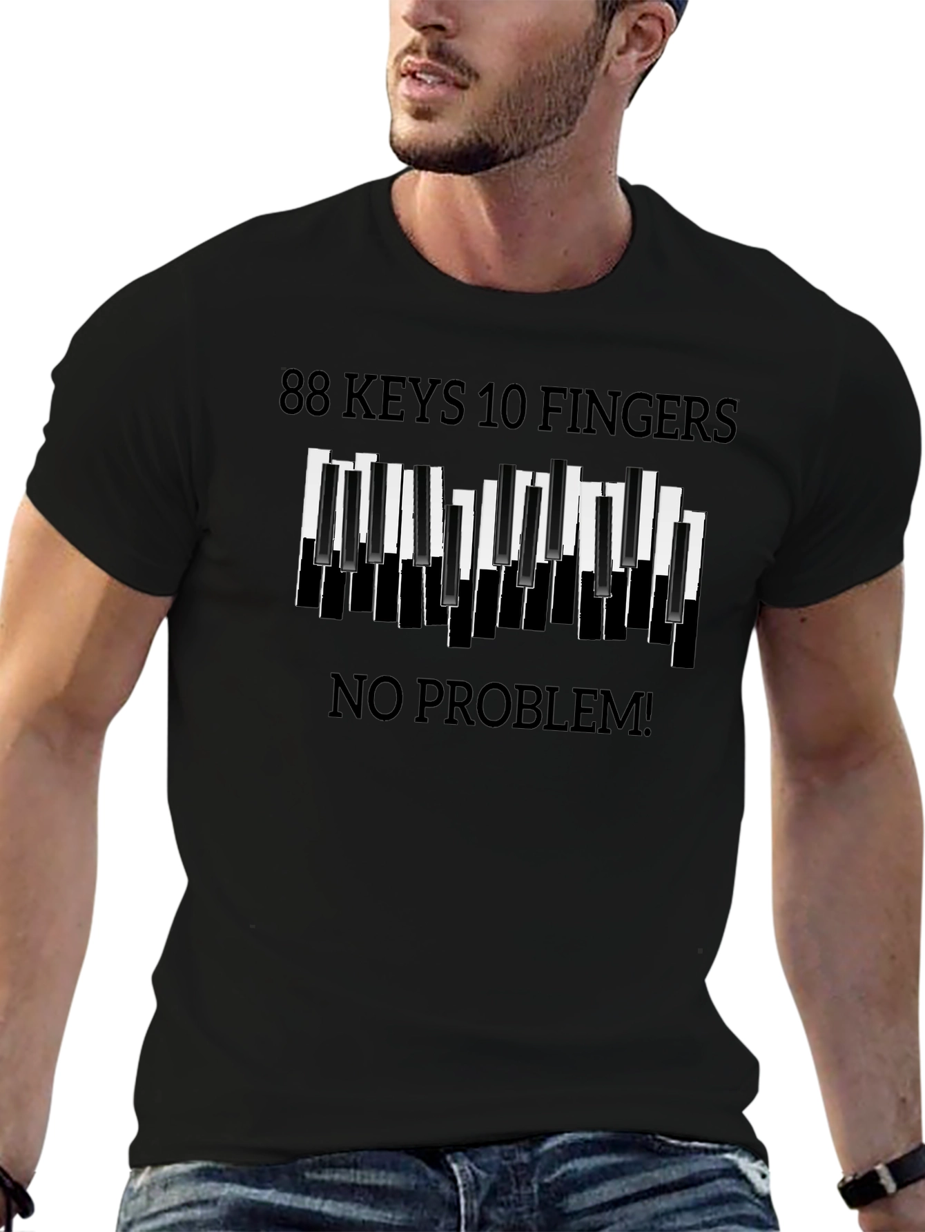 88 Keys 10 Fingers No Problem Black T-Shirt