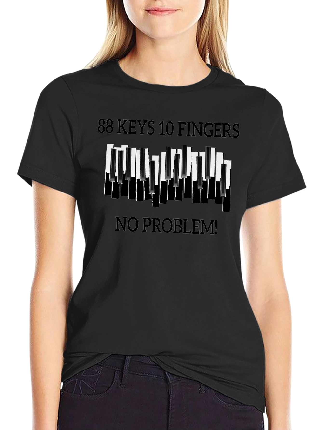 88 Keys 10 Fingers No Problem Black T-Shirt