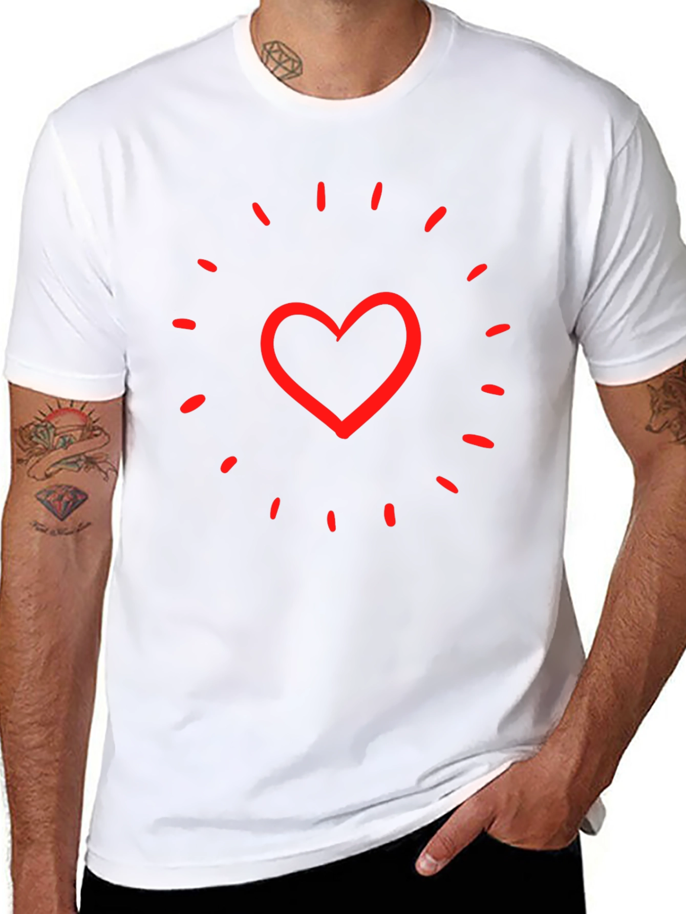 Heart Burst Graphic Tee - Black Cotton T-Shirt