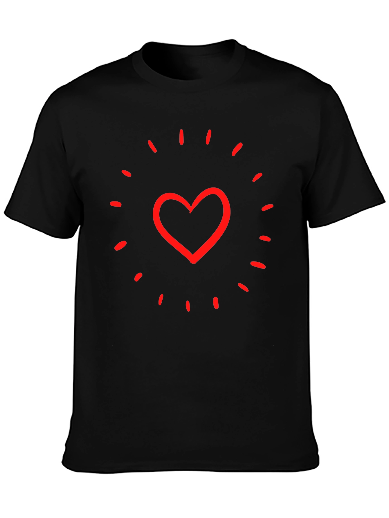 Heart Burst Graphic Tee - Black Cotton T-Shirt