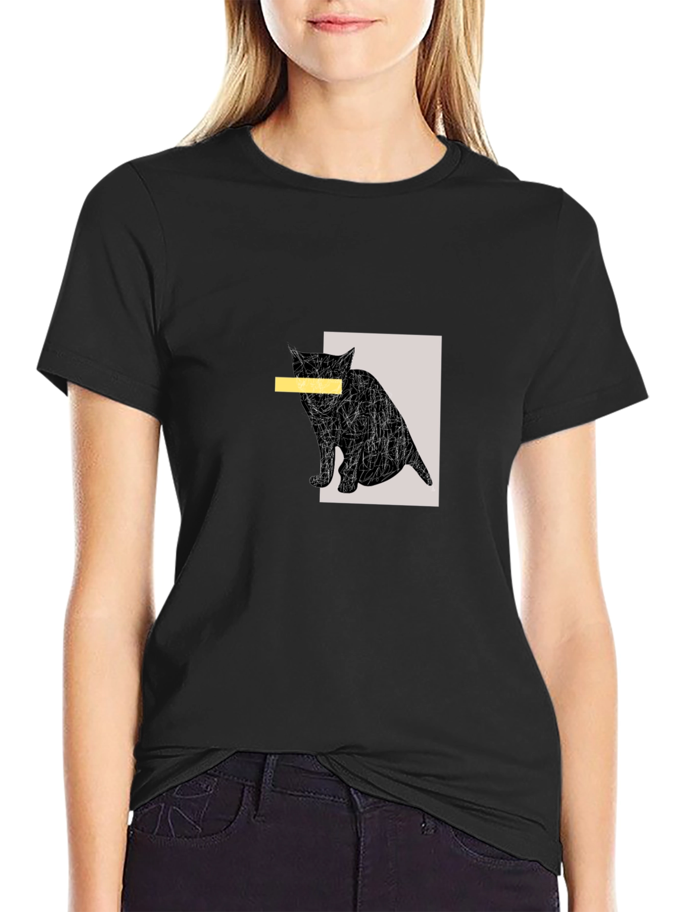 Abstract Cat Graphic Tee - Unisex Casual T-Shirt
