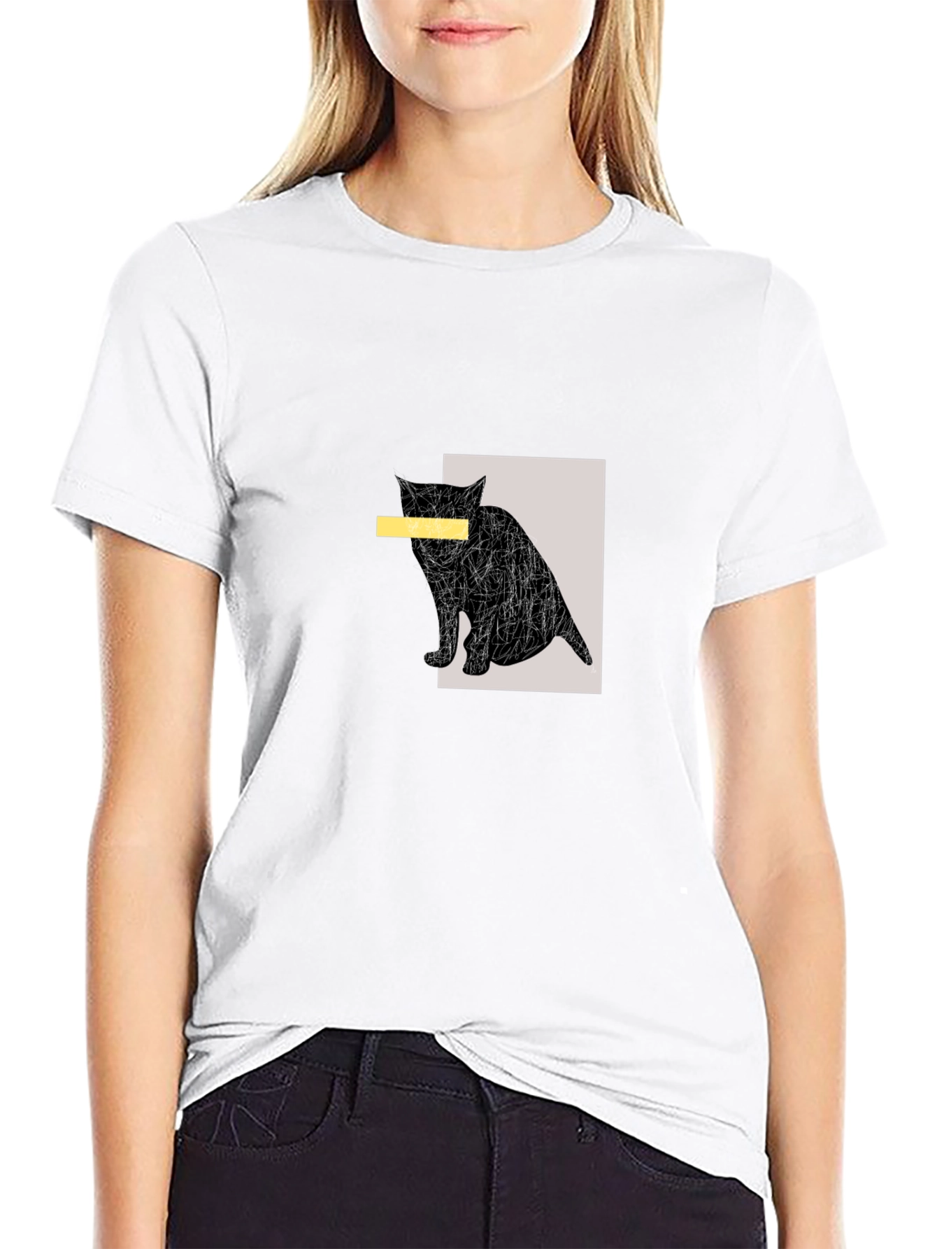 Abstract Cat Graphic Tee - Unisex Casual T-Shirt