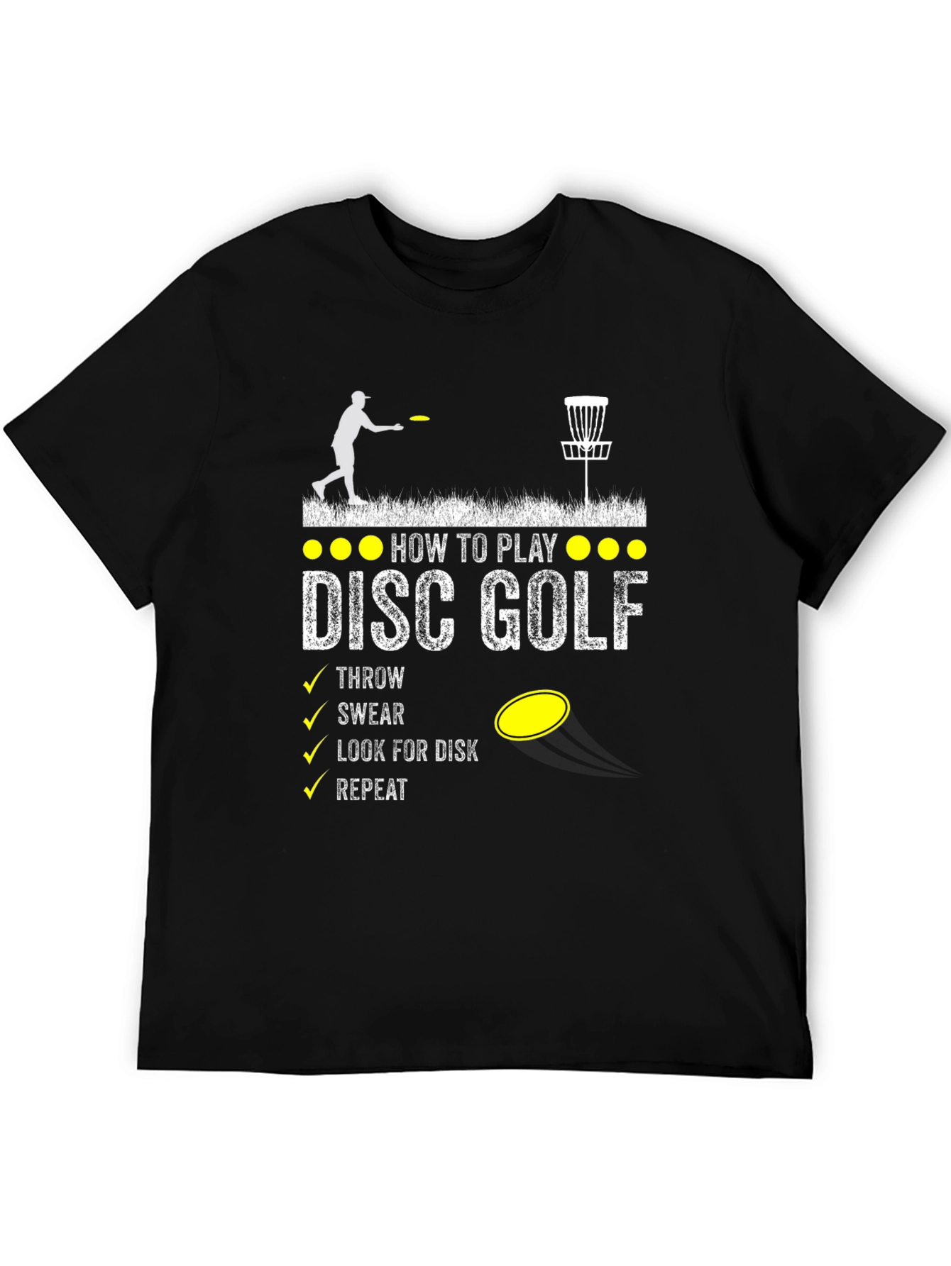 How to Play Disc Golf Black Graphic Tee