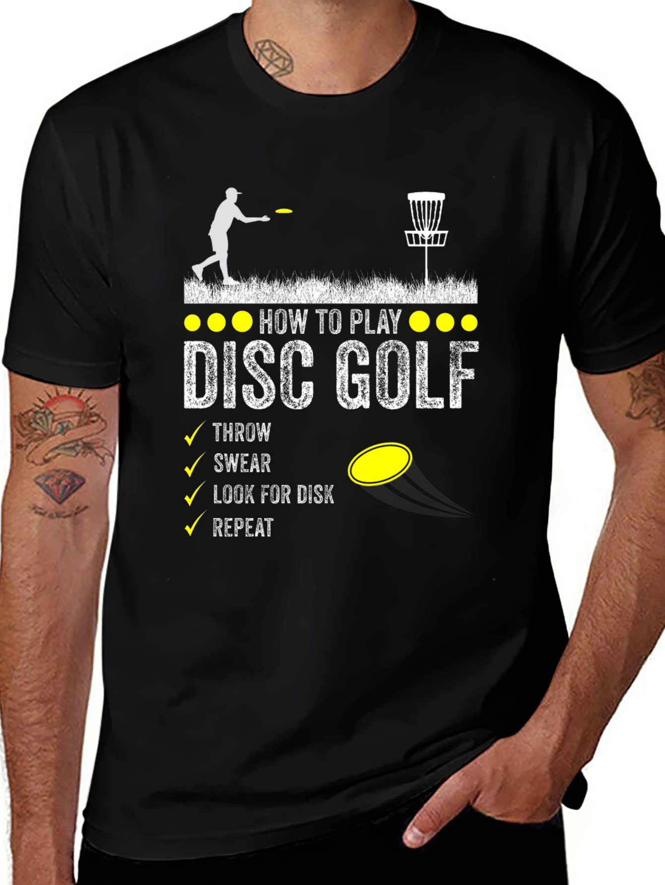 How to Play Disc Golf Black Graphic Tee