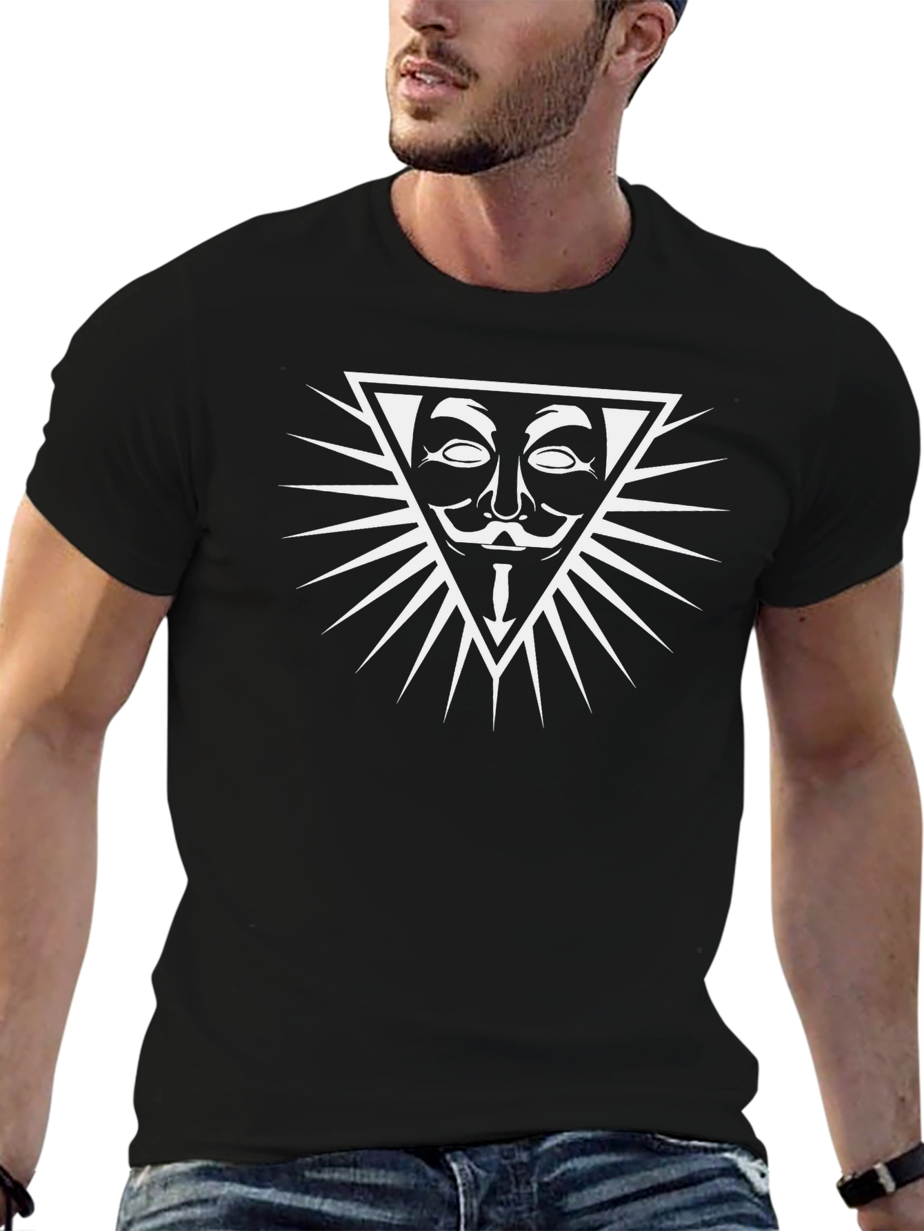 Anonymous Mask Graphic Black T-Shirt - Bold Statement Piece