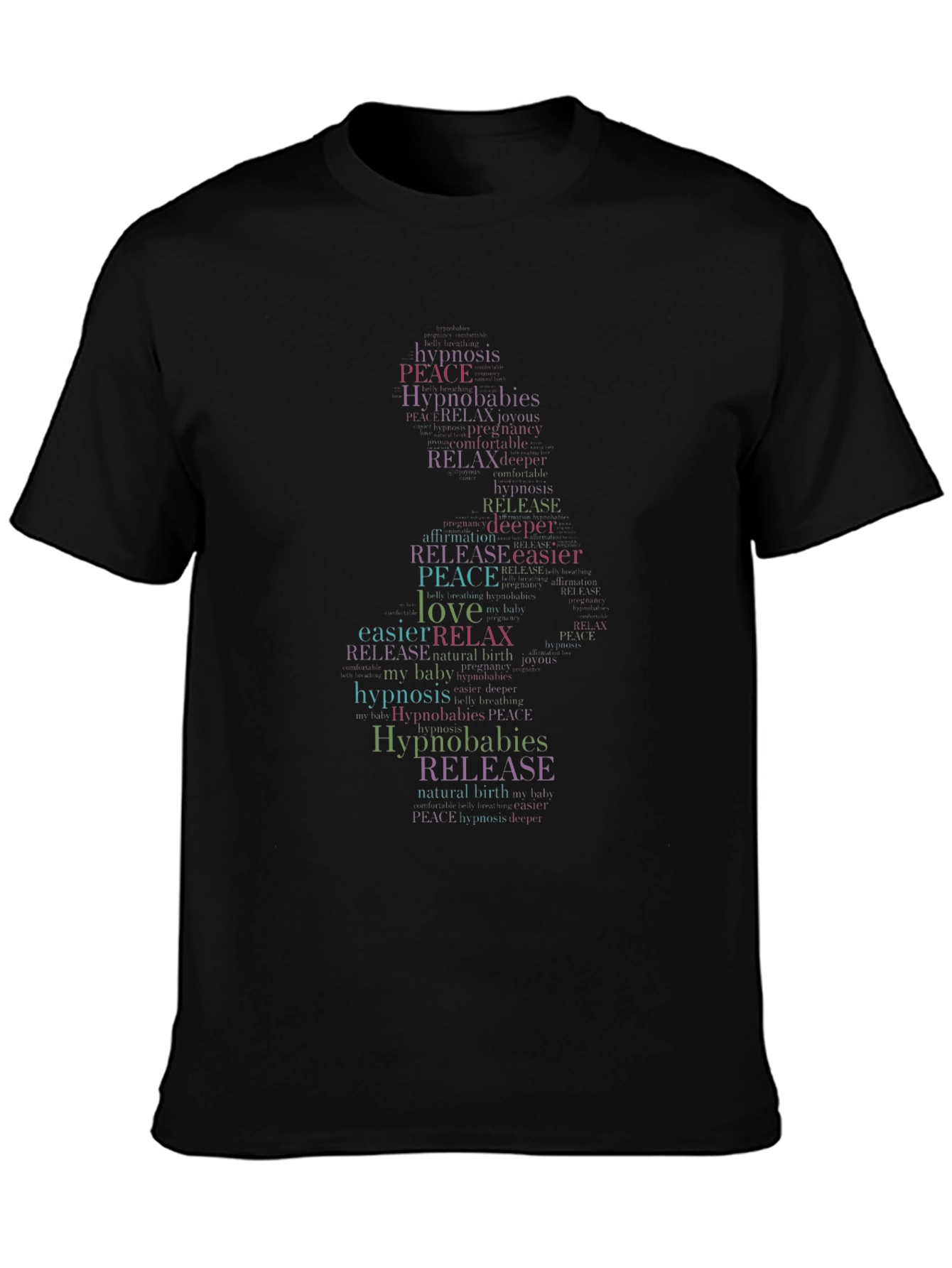 Hypnobabies Word Art Black T-Shirt