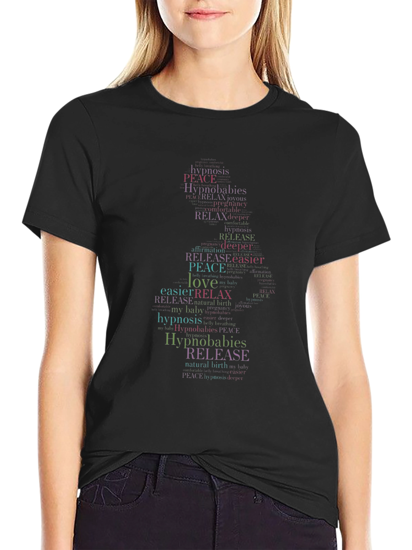 Hypnobabies Word Art Black T-Shirt
