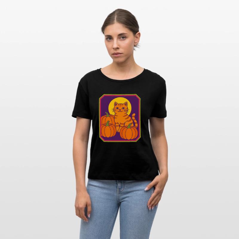 Retro Pumpkin Cat Moon
