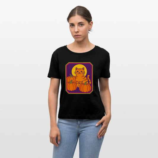 Retro Pumpkin Cat Moon