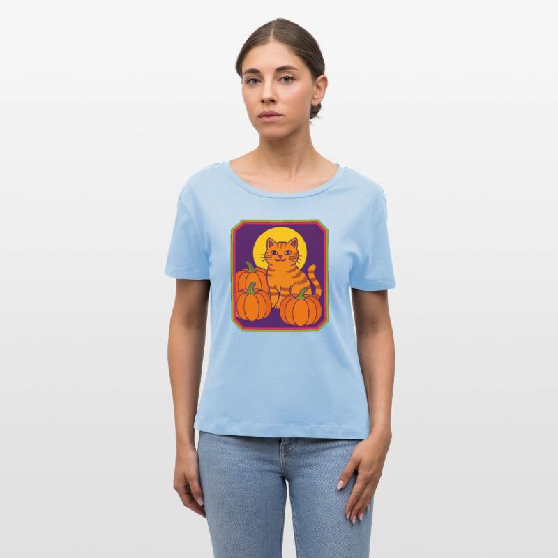 Retro Pumpkin Cat Moon