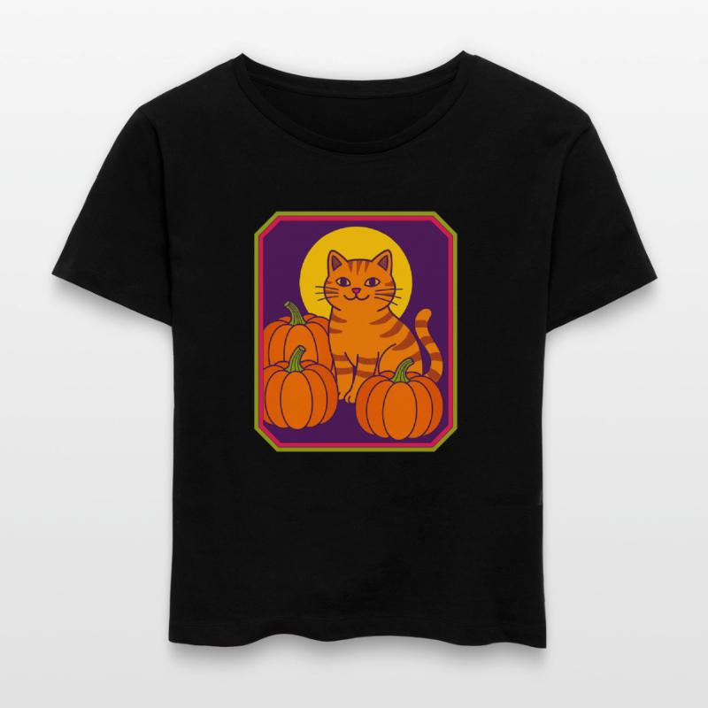 Retro Pumpkin Cat Moon
