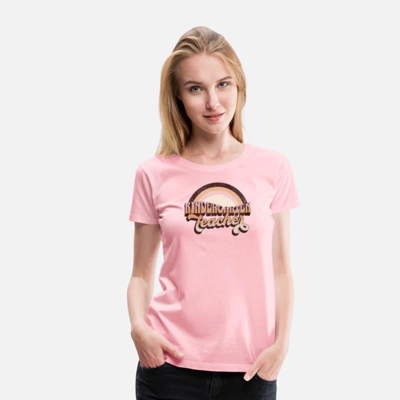 Retro Rainbow Kindergarten Teacher Design Shirts