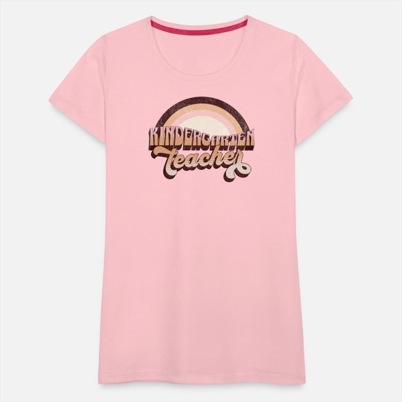Retro Rainbow Kindergarten Teacher Design Shirts