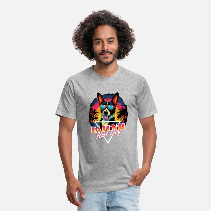 Retro Wave Basenji Hot Dog Shirt