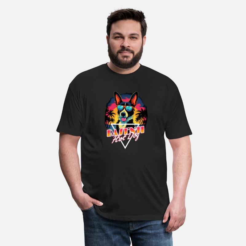 Retro Wave Basenji Hot Dog Shirt